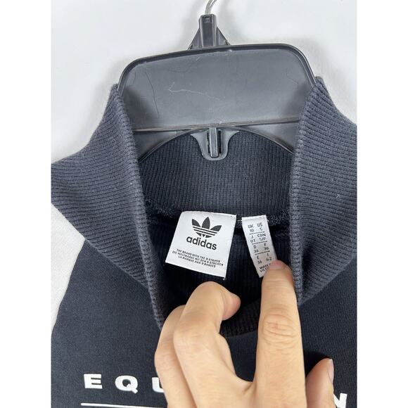 Adidas Equipment Black White Stripe Mock Neck Sweater Sweatshirt Dress Small - Picture 4 of 9